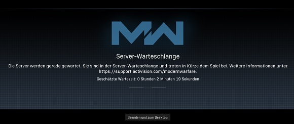 Call of Duty Warzone: Server-Warteschlange