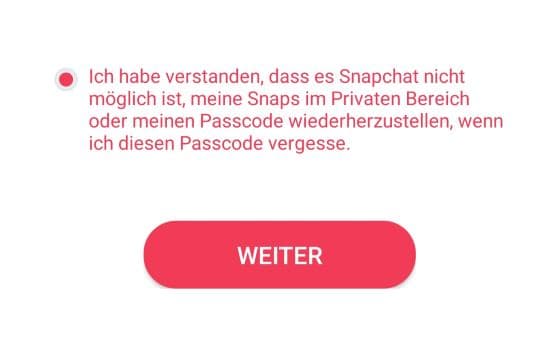 Snapchat privater Bereich Passwort vergessen