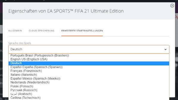 FIFA 21 Kommentator-Sprache ändern