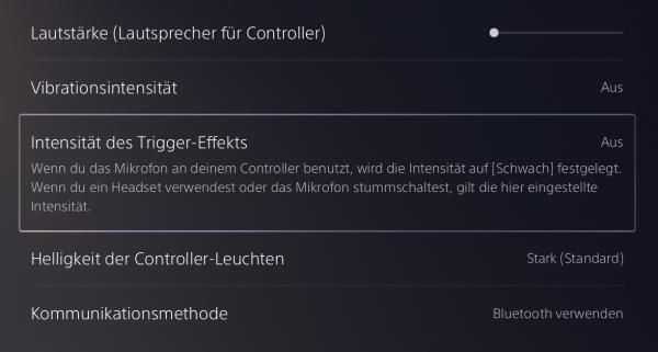 PS5-Controller adaptive Trigger ausschalten