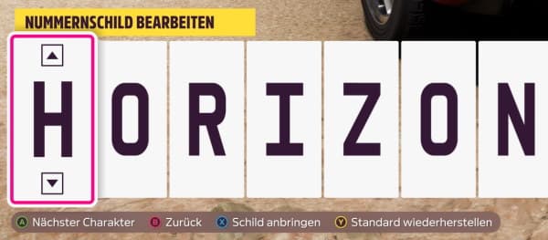 Forza Horizon 5 Nummernschild einstellen