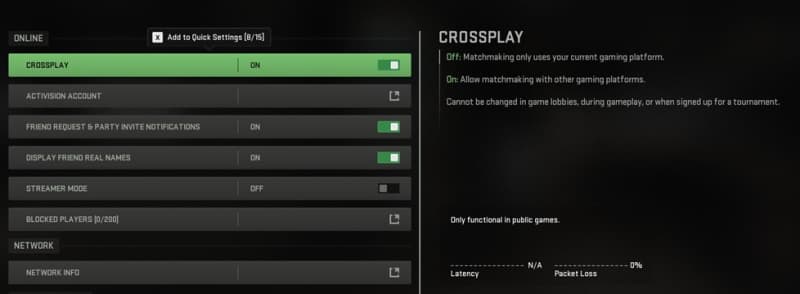 Modern Warfare 2 Crossplay deaktivieren