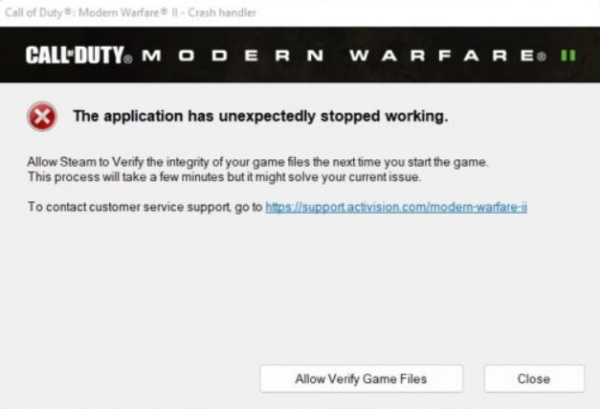 Fehlermeldung aus Modern Warfare 2